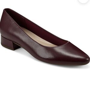 Easy Spirit Womens Caldise dark Red Leather Low Heel Solid Block Heels Shoes NIB